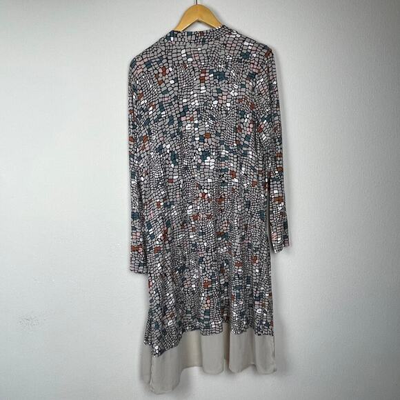 Logo‎ Lounge by Lori Goldstein Size L Earth Tones Open Front Cardigan Duster - Picture 4 of 7